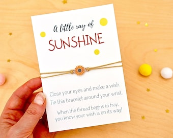 Sunflower Bracelet, Wish Bracelet, Friendship, Little Ray Of Sunshine, Best Friend Bracelet, Cheer Up Gift, Positivity Gift by janeBprints
