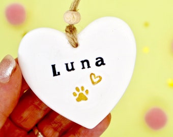 Personalised Pet Loss Ornament, Dog Loss, Cat Loss, Pet Sympathy Gift, Pet Name Birthday Gift, Pet Keepsake, Sending a Hug by janeBprints