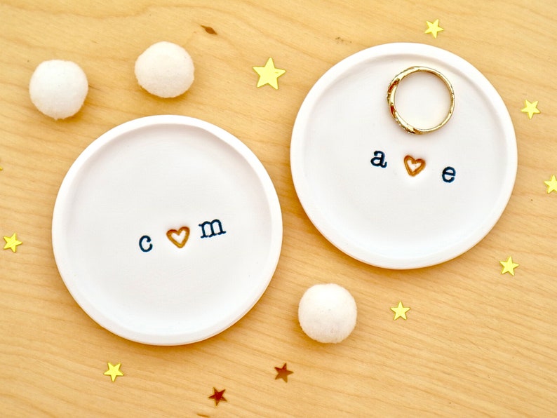Personalised Couple Ring Dish, Mini Trinket Dish, Tiny Ring Dish, Engagement, Anniversary, Wedding Gift For Her, I Love You by janeBprints image 9
