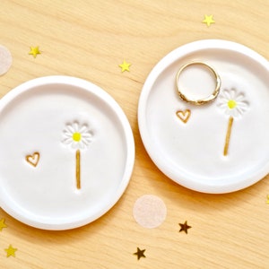 Personalised Daisy Flower Ring Dish, Tiny Ring Dish, Mini Trinket Dish, Birthday Gift Her, Tiny Cute, Keepsake Gift by janeBprints image 10