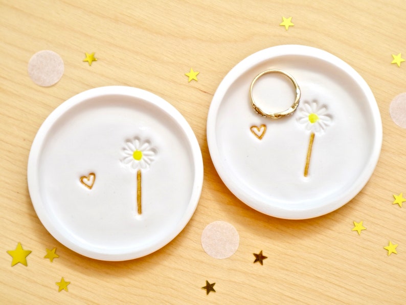 Personalised Daisy Flower Ring Dish, Tiny Ring Dish, Mini Trinket Dish, Birthday Gift Her, Tiny Cute, Keepsake Gift by janeBprints image 10