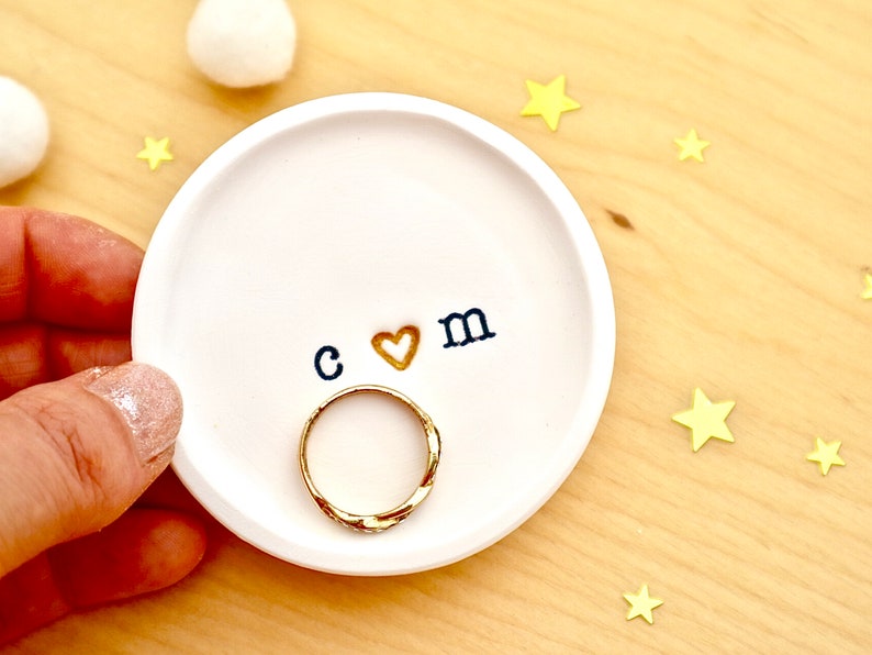 Personalised Couple Ring Dish, Mini Trinket Dish, Tiny Ring Dish, Engagement, Anniversary, Wedding Gift For Her, I Love You by janeBprints image 6