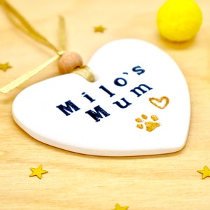 Personalised Dog Mum Gift, Best Dog Mum, Best Cat Mum, New Dog Gift, Clay Hanging Heart Decoration, Pet Mother's Day Ornament by janeBprints image 9