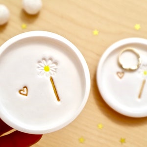 Personalised Daisy Flower Ring Dish, Tiny Ring Dish, Mini Trinket Dish, Birthday Gift Her, Tiny Cute, Keepsake Gift by janeBprints image 9
