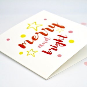 Merry and Bright Christmas Card, Colourful Christmas Card, Star Xmas Cards, Set of 3 Christmas Cards by janeBprints image 9
