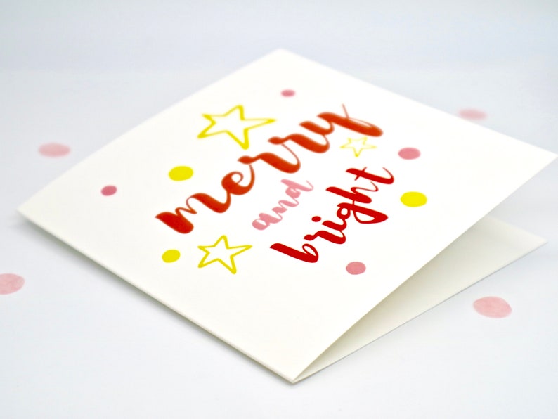 Merry and Bright Christmas Card, Colourful Christmas Card, Star Xmas Cards, Set of 3 Christmas Cards by janeBprints image 9