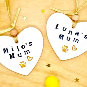 Personalised Dog Mum Gift, Best Dog Mum, Best Cat Mum, New Dog Gift, Clay Hanging Heart Decoration, Pet Mother's Day Ornament by janeBprints image 6