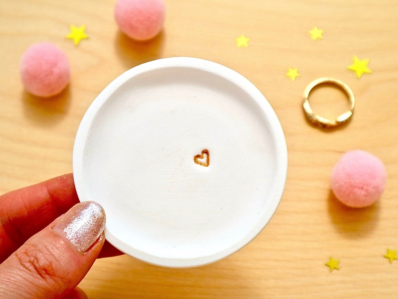 Personalised Heart Ring Dish, Mini Trinket Dish, Anniversary Gift For Her, Valentines Gift, Ring Holder, Best Friend Gift by janeBprints image 2