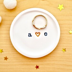 Personalised Couple Ring Dish, Mini Trinket Dish, Tiny Ring Dish, Engagement, Anniversary, Wedding Gift For Her, I Love You by janeBprints image 2