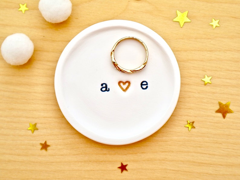 Personalised Couple Ring Dish, Mini Trinket Dish, Tiny Ring Dish, Engagement, Anniversary, Wedding Gift For Her, I Love You by janeBprints image 2