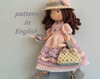 Crochet Doll Irene PATTERN, Amigurumi Doll with Removable Clothes (PDF)