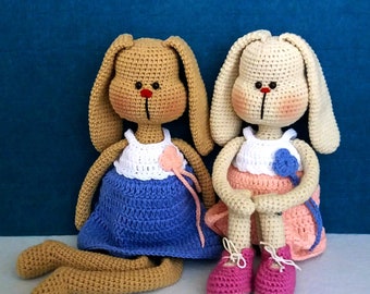 Amigurumi Häschen Häkelanleitung, Abnehmbares Outfit (PDF-Muster)