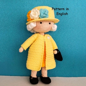 Crochet Pattern for Doll Elizabeth, Doll Queen Elizabeth II, Amigurumi the Queen