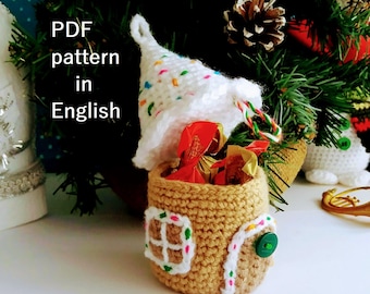 Crochet Gingerbread House Pattern, Amigurumi Christmas Trinket Box (PDF)