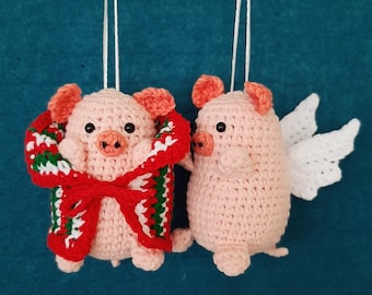 Pattern in English,Crochet Pig in a Blanket & Flying Pig,toys for Xmas,Christmas decorations,Amigurumi Pig,Crochet animal toy