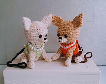 Crochet PATTERN for Chihuahua Dog, PDF in English, Amigurumi sitting Chihuahua Dog, crochet Animal toy, Mini Dog