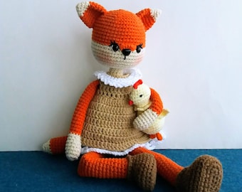 Crochet Fox and Chicken Pattern, Amigurumi Doll (PDF Pattern)
