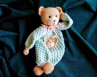 Crochet Bear Lovey Pattern, Amigurumi Security Blanket (PDF Pattern)