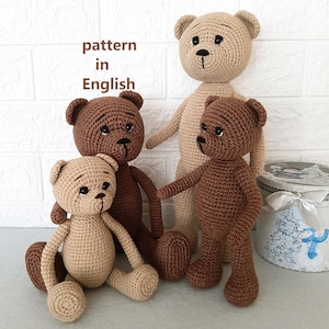Patrón de conjunto de oso de crochet: bases para osos grandes y pequeños – Descarga PDF de amigurumi