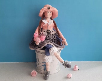 Gehaakte Tilda pop patroon, Amigurumi Tilda pop, PDF in het Engels, gehaakte pop