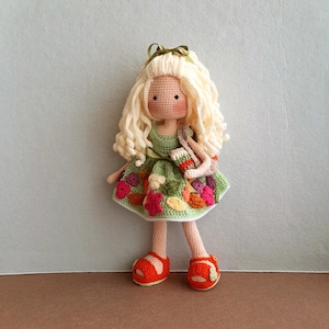 PATTERN for Crochet Doll Olivia , Amigurumi Doll, Pattern includes DOLL base with hair, removable Outfit
