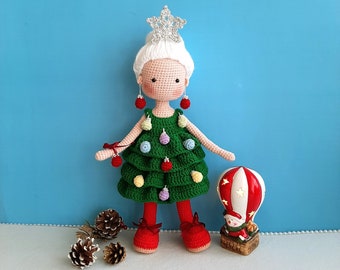 PATTERN Crochet Doll “Christmas Tree”,Amigurumi Doll for Xmas,PDF pattern in English,Pattern includes:DOLL base with hair, removable Clothes