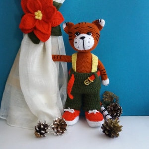 PATROON voor gehaakte TIJGER met outfit, amigurumi-tijger, gehaakt wild dier