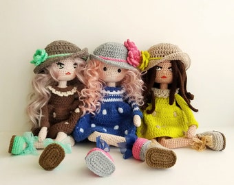 Crochet Pattern for Dolls Pretty Girls, Crochet TILDA dolls, PDF Pattern in English, Amigurumi Long legged Dolls
