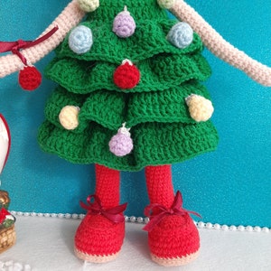PATTERN Crochet Doll Christmas Tree,Amigurumi Doll for Xmas,PDF pattern in English,Pattern includes:DOLL base with hair, removable Clothes image 3