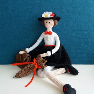Crochet Pattern for Tilda Doll Mary Poppins, Crochet Doll, Amigurumi Doll Mary Poppins.