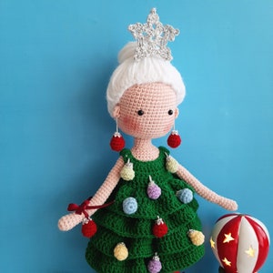 PATTERN Crochet Doll Christmas Tree,Amigurumi Doll for Xmas,PDF pattern in English,Pattern includes:DOLL base with hair, removable Clothes image 6