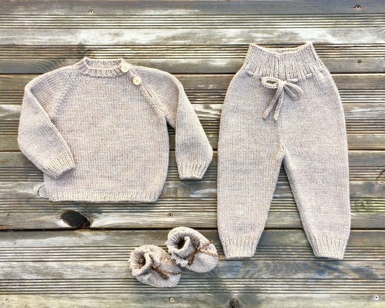 Alpaca Baby Merino Wool Clothes Knit All in One Gift Brown Etsy