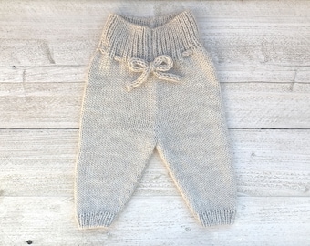 Pantalones pura lana merino bebé invierno unisex beige punto niños mameluco niño leggings niña niño recién nacido virgen ropa volver a casa preemie