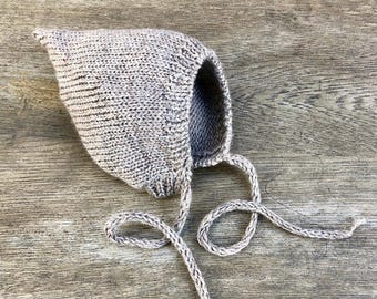 Newborn baby merino boy girl pixie bonnet Brown Knit wool kids infant hat Preemie String ties Gift Photo baby clothes Shower
