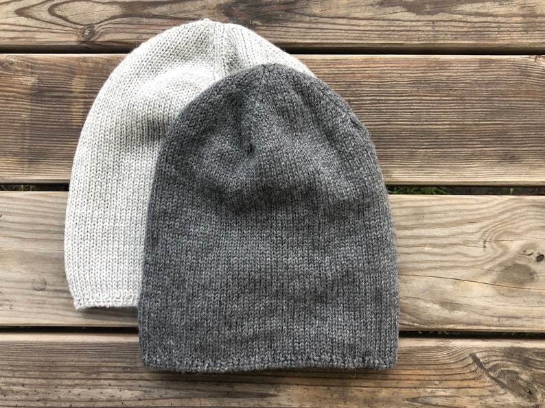 Winter unisex grey hat Family look adult kids girl boy baby man woman merino wool clothes infant toddler children gift knit handmade image 1