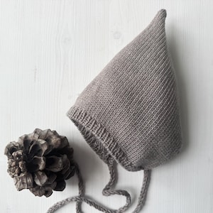 Newborn baby merino boy girl pixie bonnet Brown Knit wool kids infant hat Preemie String ties Gift Photo baby clothes Shower