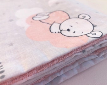 Salmon Bear Rabbit swaddle Newborn baby girl blanket Gift Cotton summer duvet Organic filling Waffle Toddler throw
