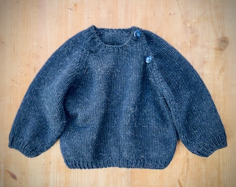 Suéter de lã azul escuro para bebê Raglan, roupas de Alpaca Merino, suéter para recém-nascido, menino, menina, unissex, infantil, pulôver para bebês, inverno, prematuro