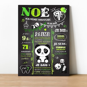 Poster / Tafeln / Tafel Souvenir Geburtstag 1 Jahr Baby #Panda