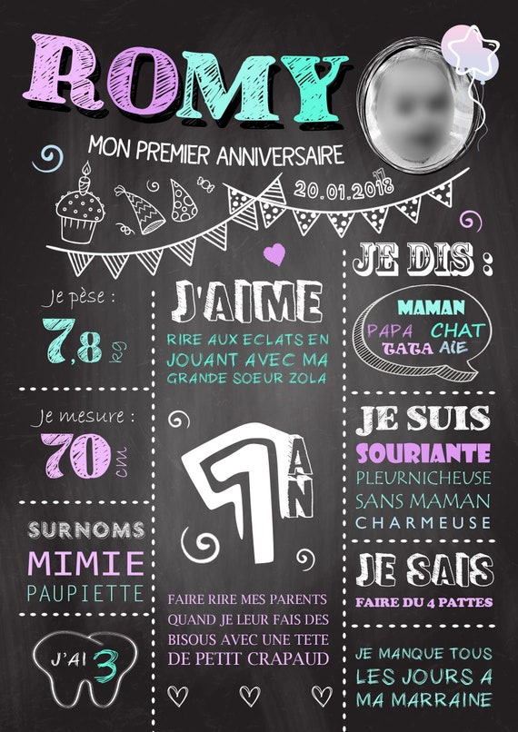 Poster Panels Chalkboard Souvenir Birthday 1 Year Baby Etsy India