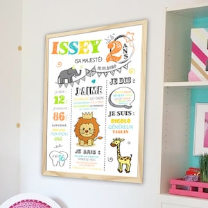 Póster personalizado para decoración de cumpleaños de bebé de 1 año - modelo selva