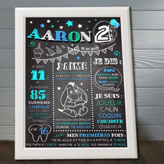Poster Panels Chalkboard Birthday Souvenir 1 Year Baby Boy Etsy