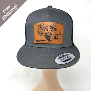Cap / trucker hat / Can-Am Spyder RT (spider) gray twill Yupoong snapback, RT embossed patch