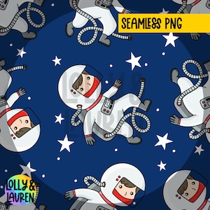 Astronaut Seamless Pattern, Space Fabric Design, Astronaut Digital Paper, In Space Repeat Pattern, Seamless PNG, Digital Download
