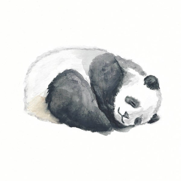 Panda Watercolor Painting; Perfect Valentine's Day gift!