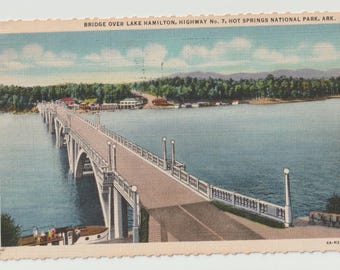 Postcard AR Arkansas Hot Springs National Park Bridge Lake Hamilton 1931 Used