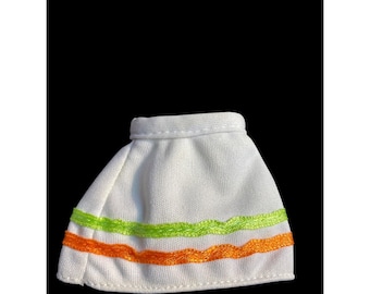 Mary Kate and Ashley School Style White Skirt with Orange and Green