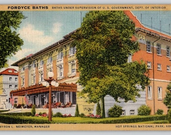 Postcard AR Arkansas Fordyce Baths Hot Springs National Park Linen Unused