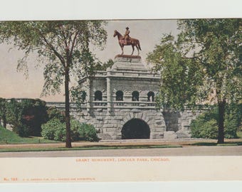 Postcard IL Illinois Chicago Lincoln Park Grant Monument Undivided Back Early 1900s Unused