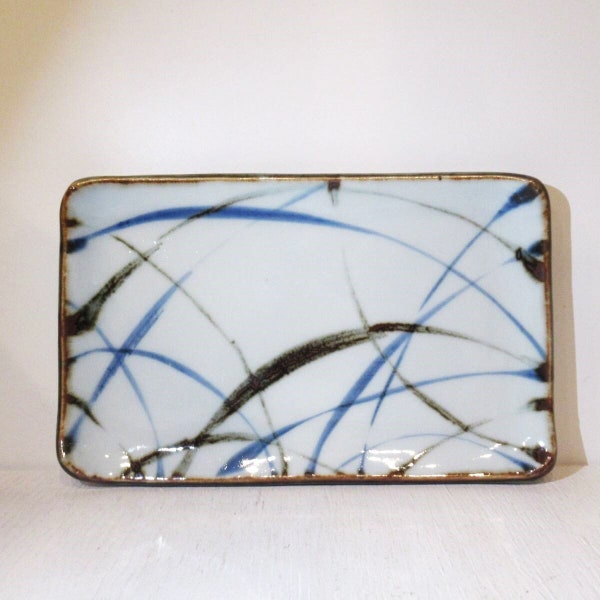 Handeishi Hironaga-gama, rectangular dish plate. Japanese Studio pottery / Pottery Collection